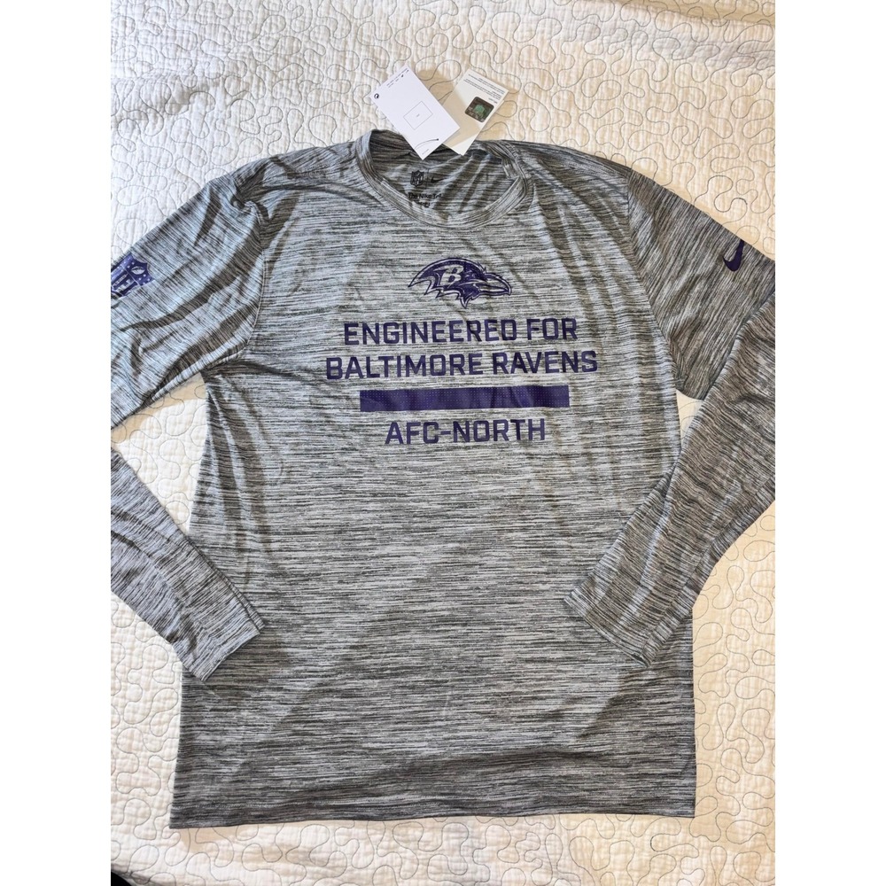 Nike Baltimore Ravens NFL Dri-FIT Long Sleeve Shirt Mens‎ Large Gray AFC North